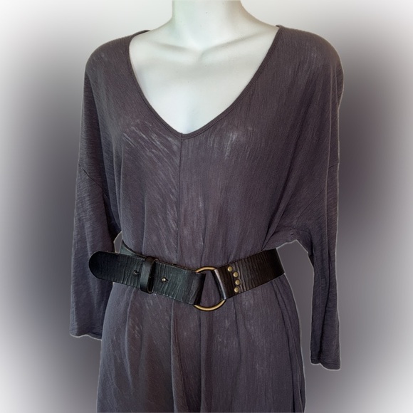 GAP Leather Belt, Dark Brown, big brass ring & hardware, leather keeper. S - Picture 4 of 17